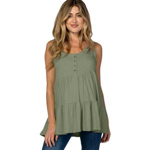 Eliana Stretchy Maternity & Nursing Tank Top - Maternity Blouses for Work & Summer Maternity Clothes (X-Small, Olive Green)