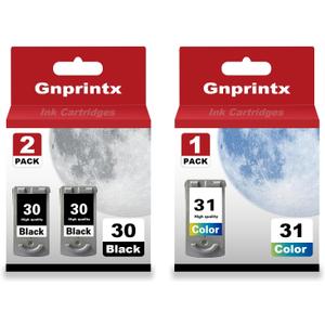 3 Pack PG-30 Black CL-31 Color Smart-Auto Ink Cartridge Compatible for Canon iP2600 iP1800 MX310 MX300 MP210 MP470 MP140 MP190 Printer (2 Black, 1 Color)