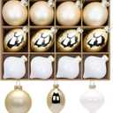 12 Pcs Gold Glass Christmas Ball Ornaments Set, Assorted Hanging Baubles for Christmas Tree, Vintage Blown Gold Decorations for Winter Holiday Xmas Tree Decor