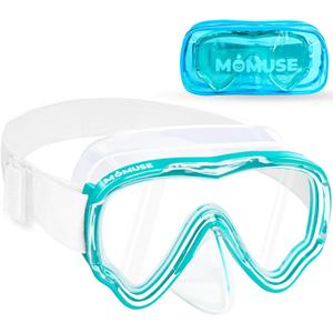 MOMUSE Kids Swim Goggles with Soft Fabric Strap, Diving Mask with 3D No-Leak Nose Cover, Anti-Fog & Shatterproof Lens, Swimming Goggles for Toddler/Youth Boys Girls 3-14 (Blue)