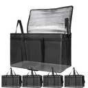 Bodaon 5-Pack Cooler Insulated Food Delivery Bag for Commercial Drivers, XXX-Large Thermal Bags for Catering/Hot Pizza, Travel/Camping/Picnic Basket, Grocery Reusable Warmer Frozen, Black, Hard Bottom