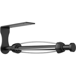 SetSail Paper Towel Holder, Single Hand Operable Paper Towel Holder Under Cabinet with Adjustable Damper, Easy Tear, Wall Mount, Self-Adhesive or Drilled for Kitchen Bathroom, Black, 1 Pack