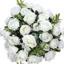 Zeyune 2 Pack 12 Inch Wedding Artificial Mini Rose Bouquet White Silk Flowers Bunches Bulk Fake for Wedding Bridal Christmas Home Office Garden Parties Decoration