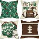 Fahrendom Fall Football Field Decorative Throw Pillow Covers 20 x 20 Set of 4, Autumn Rugby American Sport Game Porch Outdoor Pillowcase, Super Bowl It's My Favorite Season Cushion Case Home Decor