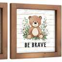 pechpell Set of 3 Woodland Baby Shower Decorations, Wooden Woodland Creatures Nursery Decor Forest Animal Bear Fox Deer Sign, Nature Jungle Theme Wall Art for Home Table Shelf Desk Bedroom Bathroom