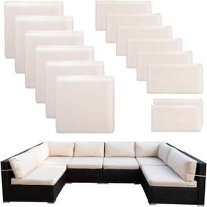 Outdoor Patio Cushion Covers Replacement, Couch Cushions Covers with Zippers, Waterproof Patio Furniture Cushion Slipcovers for Couches,Outdoor Patio Furniture (Beige, 14 piece Sets)