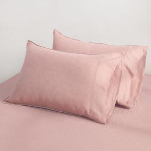 100% Linen Pillow Cases Standard Size 20x26 Inch Set of 2 - Washed French Natural Flax Ultra-Soft & Breathable Bedding Pillowcases(Pink, 20 x 26 Inch)
