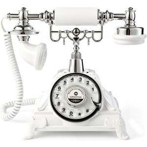 Audio Guest Book Wedding Phone, Audio Guest Book Record Customized Audio Messages Guest Book Alternatives Classic Rotary Phone for Parties Birthdays Rentals Confessions Special Occasions (White)