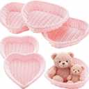 Qinyoung 6 Pcs Valentine's Day Heart Shaped Gift Baskets Heart Woven Valentine's Day Storage Basket Vegetable Fruit Bread Snack Serving Bowl Candy Tray for Desktop Home Office Storage Decoration