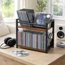 CroBlissful 2-tier CD Holder CD Storage Rack for Display Countertop Media Organizer with Display Top Shelf for Home Office Living Room Kitchen, Music Enthusiasts, Holds up to 57 Standard Cases