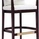 Manhattan Comfort Ritz Faux Leather Barstool with Loose Pillow Backrest, Beech Wood Legs, Gold Metal Footrest, Mid Century Modern Design, Fully Assembled Bar Stool, 30.5" Seat Height,  Ivory