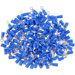 haisstronica 100pcs #10 Blue Marine Grade Heat Shrink Ring Connectors,1614 Gauge Tinned Red Copper 0.7mm Ring Terminals Connectors,BrazedSeam Insulated Electrical Crimp Wire Terminals