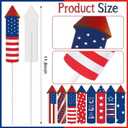 CroBlissful 8 Pcs 4th of July 250th Garden Stake Metal USA Flag Yard Sign Patriotic Decor for Independence Day Memorial Day Metal Plant Stick Outdoor Lawn Garden Home Yard Decorations(Rockets)
