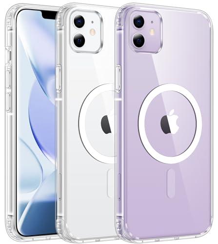 FNTCASE for iPhone 11 Case Clear: Magnetic Phone Cases Compatible with Magsafe Slim Anti Yellowing Rugged Shockproof Protective Transparent Cell Cover (A-Clear)