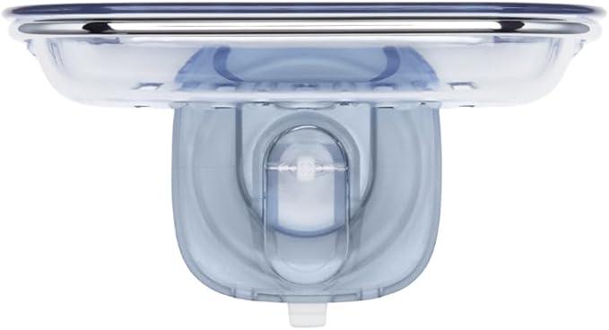 OXO Stronghold Suction Soap Dish: Stainless Steel & Plastic Shower Caddy, Clear, 7.8" Width