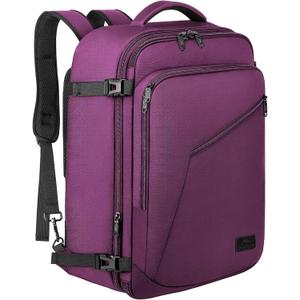 MATEIN Carry on Backpack for Women, 27L Flight Approved Backpack for Teacher Nurse, Fashion Expandable Airline Daypack for Plane, Lightweight Hiking Weekend Back Pack, Traveler Gifts, Purple