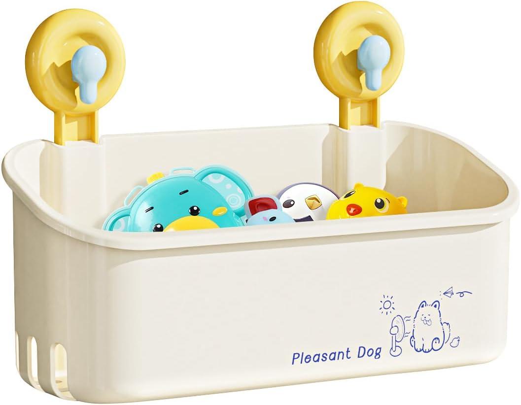 CBJHPZ Bath Toy Storage - Wall Mounted Bath Toy Holder with Suction Cup, Quick Drain Large Capacity Bathtub Toy Storage for Bathroom (Yellow)