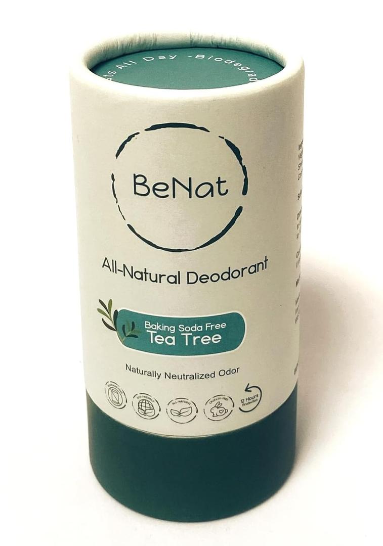 All Natural Deodorant For Women & Men Baking Soda-Free Tea Tree Crystal Aluminum Free, Gluten Free & Cruelty Free 24 Hour Long Lasting Protection Plastic-Free Eco-Friendly. 3 oz
