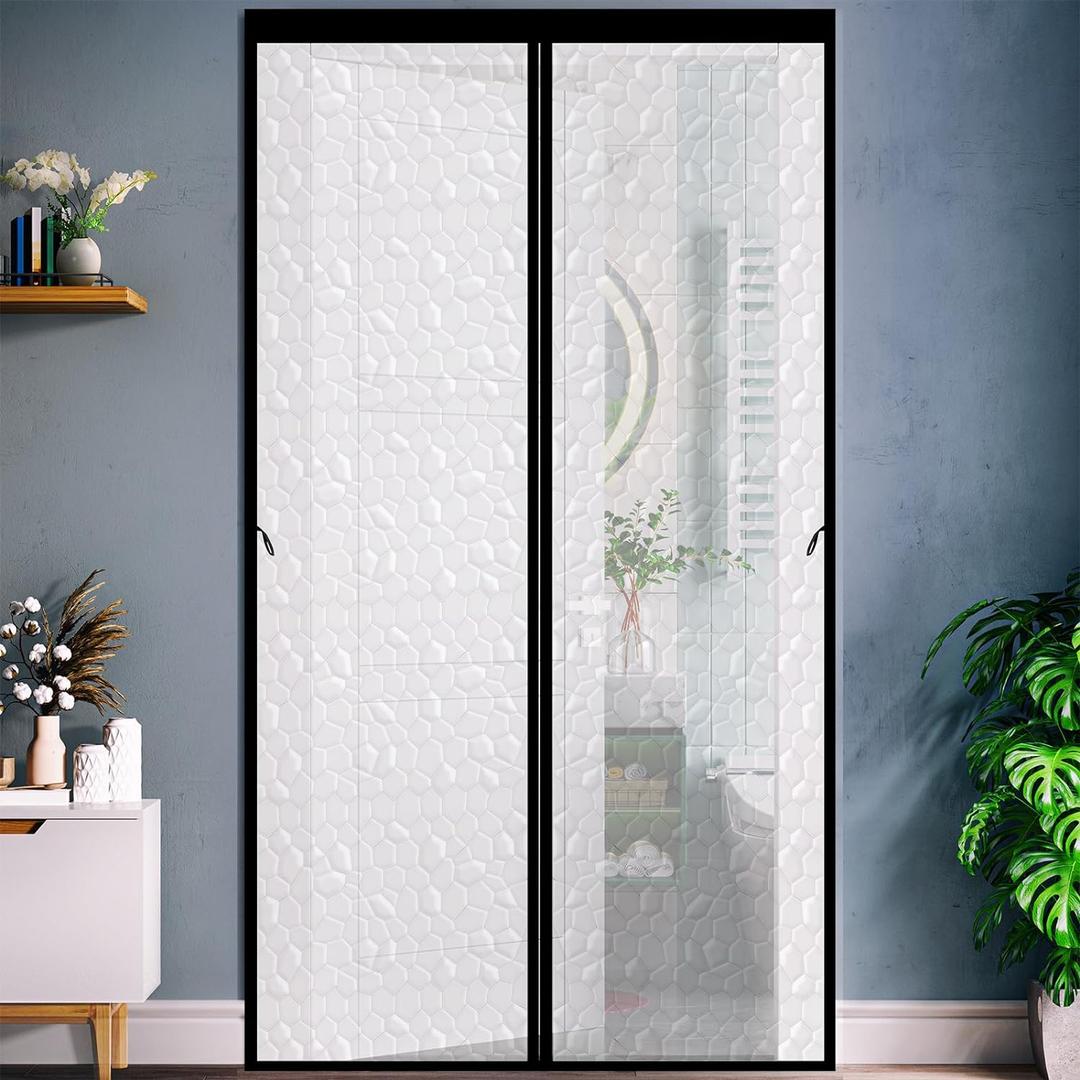 Insulated Door Curtain, Magnetic Thermal Insulated Door Cover Keep Cool in Summer 36'' x 81.6'' Fits Door Size 34'' x 80'', Self Sealing, Hands Free, Summer Air Conditioner Room Pet Friendly