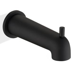 7 Inch Extra Long Slip on Bathtub Spout with Diverter, Matte Black Tub Spout Fits 1/2" Copper Tube (5/8" Diameter)