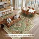 RELEANY Area Rugs 6'x9' Washable Non-Slip, Floral Vintage Distress Print Pattern Medallion Carpet for Living Room Bedroom Dining Room, Brick Red Rust Neutral Brown Burnt Orange Green