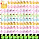 Gemscream 100 Pcs Mini Resin Ducks Luminous Summer Resin Ducks Figurines with Nurse Hat Glow in The Dark Tiny Animals Figures for Landscape Garden Potted Plants Party Decor