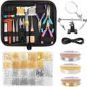Giwaelro Jewelry Repair Kit for Adults, Jewelry Making Supplies with Pliers, Wires, Findings, Necklace Chains, Magnifier and Storage Bag