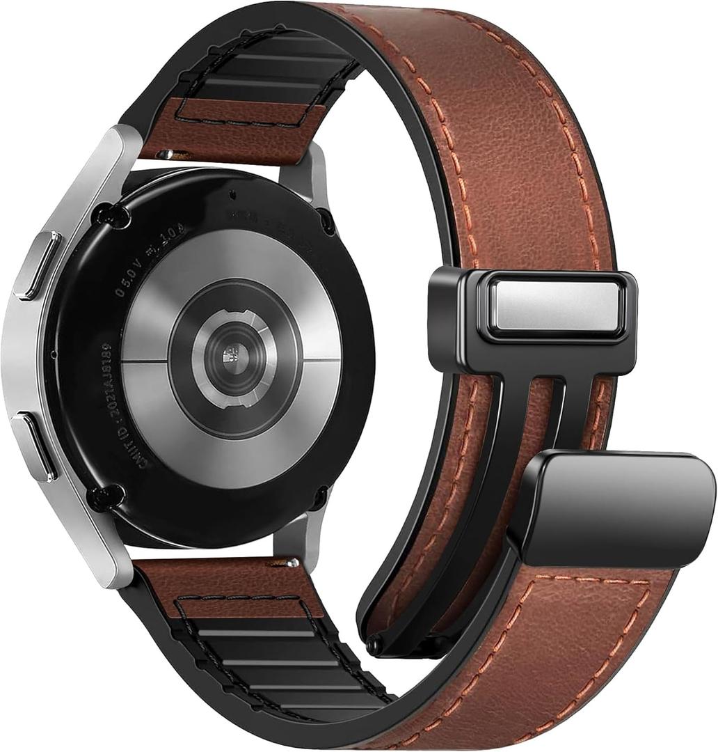Magnetic Leather Band Compatible with Samsung Galaxy Watch 7/6/5/4/Active 2 40mm 44mm/Watch 6 Classic 43mm 47mm/Watch 5 Pro 45mm/Watch 4 Classic 42mm 46mm, 20mm Strap for Men (A1 Dark Brown (for 20mm)) Magnetic Leather Band Compatible with Samsung Galaxy Watch 7/6/5/4/Active 2 40mm 44mm/Watch 6 Classic 43mm 47mm/Watch 5 Pro 45mm/Watch 4 Classic 42mm 46mm, 20mm Strap for Men (A1 Dark Brown (for 20mm))