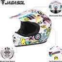 JAGASOL DOT Youth Teenager Motocross Offroad Street Dirt Bike Helmet BMX MX ATV Helmet with Goggles (Medium, White)