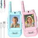 Video Walkie Talkies for Kids, 2 Pack Rechargeable Kids Walkie Talkies, Voice Changer & Real-Time Video Chat, for Boys Girls Age 3-12, Ideal for Outdoor Adventures&Family Fun (Blue+Pink)