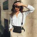 FOXLOVER Quilted Crossbody Bags for Women Vegan Leather Boho Purses Shoulder Handbags with Tassel (Black 01)