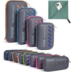 2 x BAGAIL Camping Towel with EVA Case, Compact & Ultra Soft Microfiber Travel Towel - Super Absorbent & Lightweight Quick Dry Towels for Sports, Beach, Gym, Backpacking, Hiking and Yoga