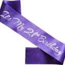 It's My 21st Birthday Sash, Purple Silver Birthday Sash for 21st Bday Party Supplies, Gifts for Girls Bday Party Favors