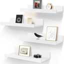 LaVie Home Floating Shelves for Wall Storage Set of 4, 15.6 Inch Picture Ledge Shelf, White Wall Shelves with Lip for Kitchen, Bedroom, Bathroom, and Living Room