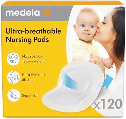 Medela Ultra-Breathable Nursing Pads, Highly Absorbent, Super Soft, Discreet Design for Comfortable Wear, Pack of 120