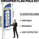 Swooper Flag Pole Kit, 15 FT Windless Aluminum Alloy Flagpole Fits 11 FT Feather Flags with Ground Spike/Heavy Duty Base (1, Silver)