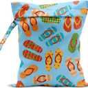 Wet Bag for Swimsuit, Beach Travel Essentials Wet Dry Bag, for Sunscreen Toiletry Dirty Clothes Yoga Gym Diaper, Friends Summer Beach Vacation Gifts. flip flops