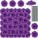 Yunlly 100 Pcs Artificial Flowers Fake Silk Roses Long Stem Rose Bouquet Wedding Party Home Decor for DIY Baby Shower Centerpieces Tables Home Decorations(Purple)