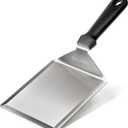 HULISEN Stainless Steel Large Grill Spatula - 6 x 5 Inch Heavy-Duty Metal Spatula with Cutting Edges, Kitchen Griddle Accessories, Smashed Burger Turner Scraper for BBQ Grill and Flat Top Griddle