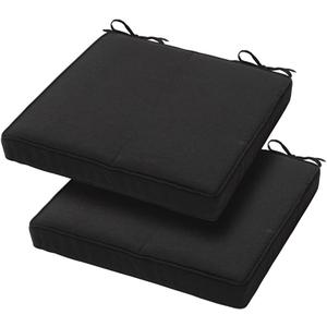 Magpie Fabrics Indoor Outdoor Waterproof Square Chair Cushion, 18" x 18" x 2.5", 2 Pack, Water Resistant Seat Cushions, for Patio Garden Office, Black