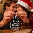 Our First Christmas Married Ornament 2025  Newlywed Gifts for Couples  Glass Wedding & Engagement Party Decoration for Women, Fianc, Bride-to-Be, Newlyweds  Christmas Tree Keepsake Decor