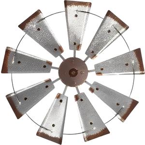 Vintage Galvanized Metal Windmill Wall Decor,Iron, 36 Inch