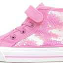 HugRain Toddler Girls Kids Sparkle Fashion Outdoor Walking Sneakers (Sequins Pink), Size 8