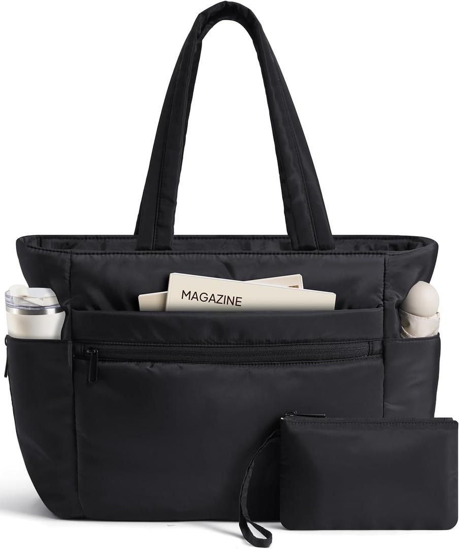 TOPEAST Tote Bag for Women Puffer Travel Carry On Bags with Laptop Compartment & Cup Holder Work Tote for Weekend Overnight, Size: 17 Inch-32L