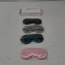 Sleep Mask 4 Pack Silk Eye Cover Soft Satin Blindfold Elastic Strap Night Eyeshade Travel Nap for Women Men (Black, Silver, Pink and Dark Green)