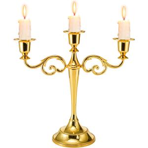 YOUEON Candelabra, Candelabra Candle Holder, Tall Candlesticks Holder, Elegant Taper Candle Holder Centerpiece for Wedding, Church, Halloween, Dining, Home Decor (Gold)