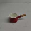 Mini Enamel Milk Pot 4 Inch 17 Oz Dual spout with Wooden Handle, Small Sauce Pan Perfect Size for Heating Smaller Liquid Portions (Red