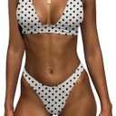 Bathing Suits for Women Deep V Neck Sexy Two Piece Bikini Sets for Women Thong Halter Cheeky Swimsuit Size M
