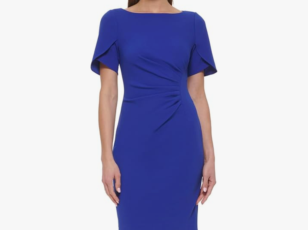 Women's Fall Slant Neck High Waist Dress Solid Color Zipper Long Sleeve Plus Size Pencil Skirt Size 14W