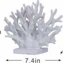 White Coral Reef Decor 7.4" Fake Coastal Statue - Ocean Nautical Themed Home Table Decoration - Beach Resin Artificial Sea Faux Coral for Bathroom